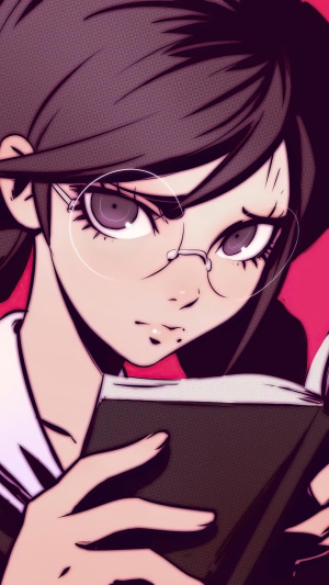 Toko Fukawa from Danganronpa reading a book