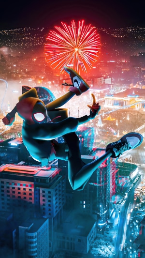 Spider-Man from Marvel Comics with Fireworks