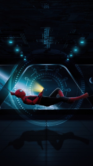 Spider-Man from Spider-Man: No Way Home using a phone