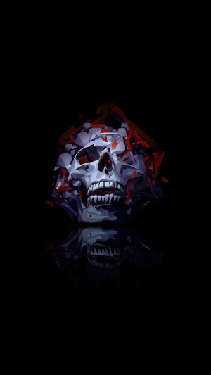 Skull exploding into geometric shards by Justin Maller 4K