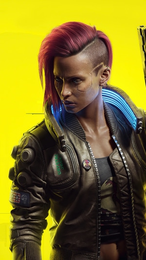 Female character from Cyberpunk 2077