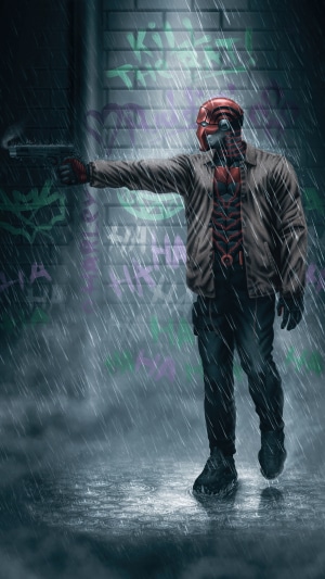Red Hood with Gun in Alleyway