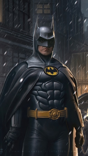 Batman from DC Comics in the Rain