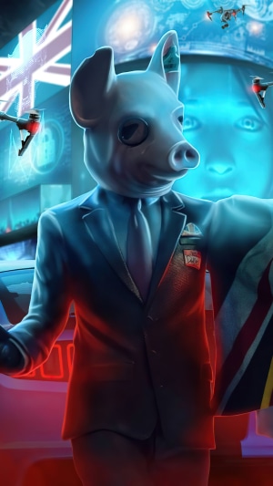 Man with pig mask from Watch Dogs Legion
