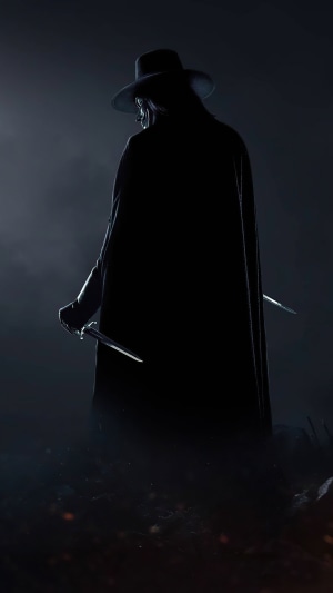 Anonymous from V for Vendetta with daggers