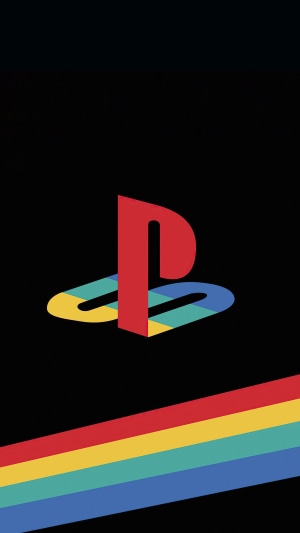 Playstation logo with colorful stripes