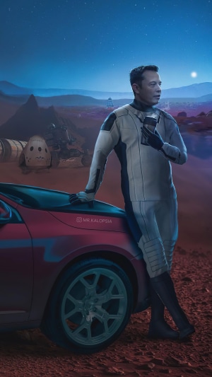 Elon Musk on Mars with SpaceX Starship and Tesla