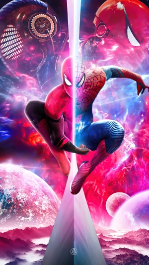 Spider-Man artwork with cosmic background