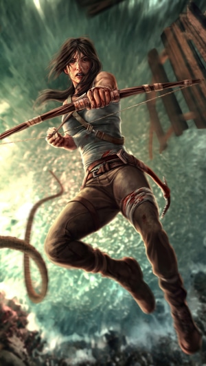 Lara Croft from Tomb Raider with a bow