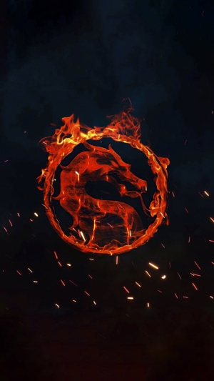 Mortal Kombat logo with fire and sparks