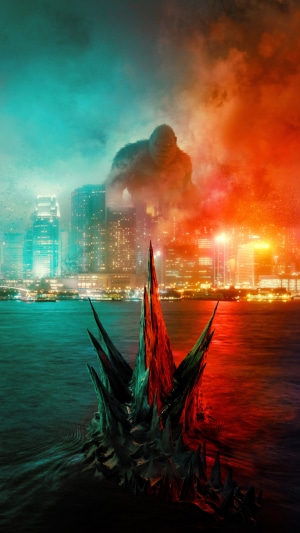 King Kong and Godzilla in a city