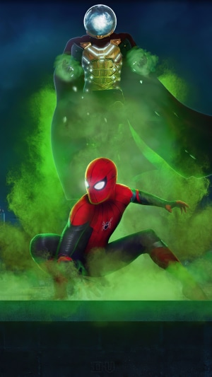 Spider-Man and Mysterio in green smoke