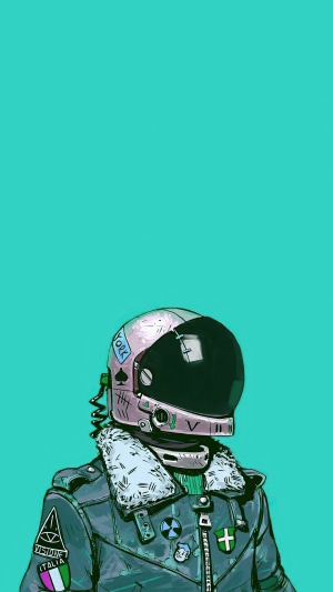 Astronaut artwork with patches