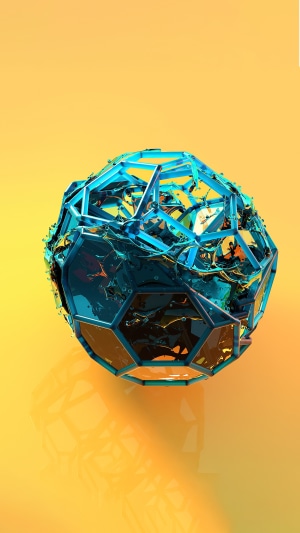 Abstract geometric sphere with liquid elements by Justin Maller 4K