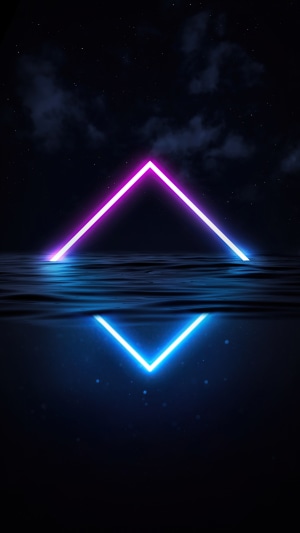 Neon triangle over water 4K
