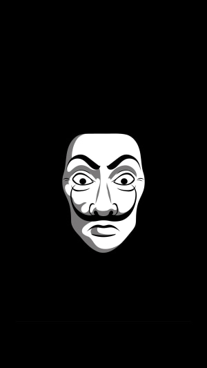 Anonymous mask with mustache on black background