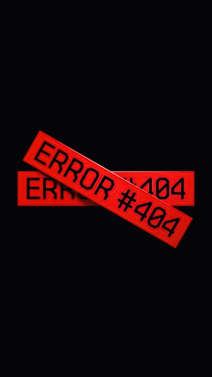 Red ERROR 404 signs on black background