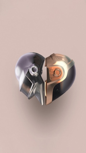 Daft Punk helmets forming a heart shape