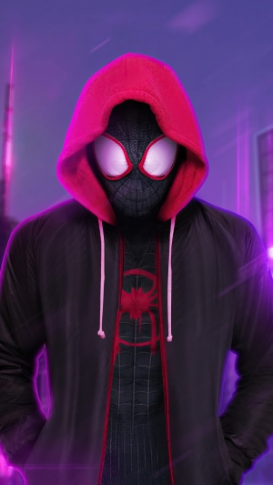Miles Morales from Spider-Man wearing a hoodie