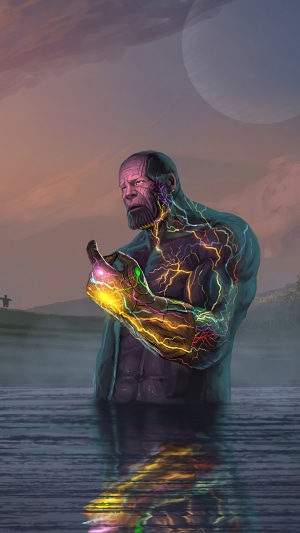 Thanos with Infinity Gauntlet in Water 4K