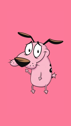 Courage the Cowardly Dog on pink background