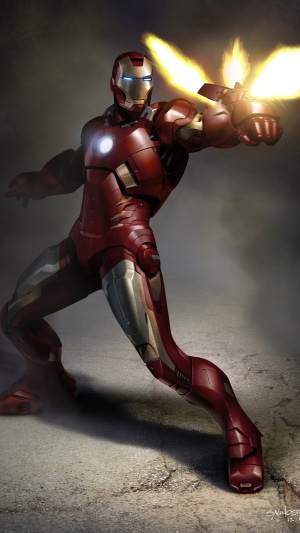 Iron Man firing repulsor rays