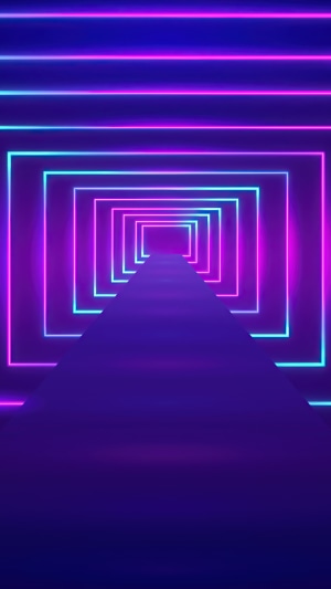 Abstract neon square tunnel 4K