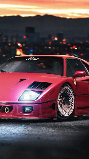 Red Ferrari F40 with "illest" banner