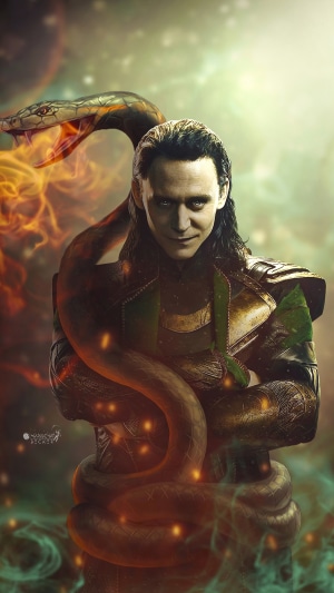 Loki from Loki TV Series with a snake