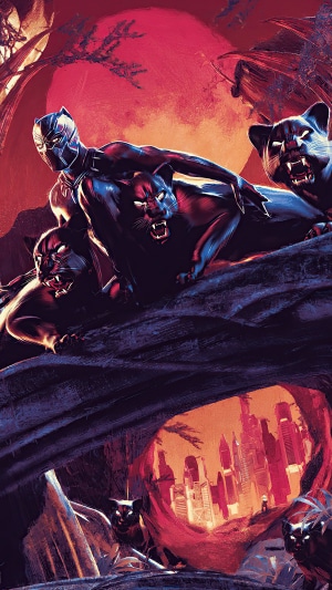 Black Panther with Panthers in a Cave