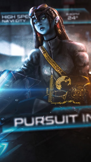 Sci-fi character with "OFF-WHITE" strap in Navi City