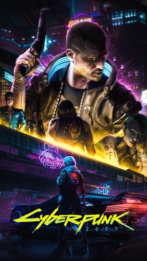 Cyberpunk 2077 characters and car