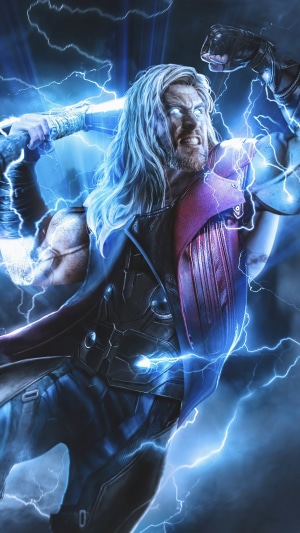 Thor from Marvel Comics with lightning