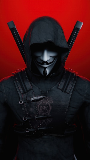 Anonymous ninja with swords and mask