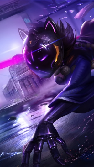 Cyberpunk ninja with cat ears