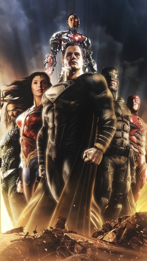 Justice League with Superman, Batman, Wonder Woman, Aquaman, Cyborg, and Flash
