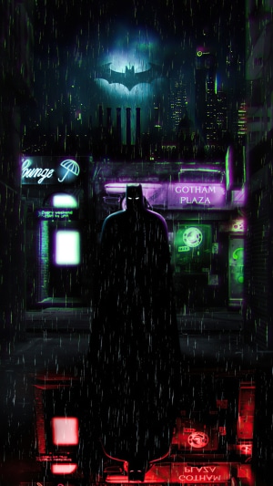 Batman in Gotham Plaza at night