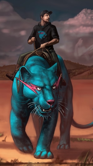 MrBeast Riding Blue Panther Digital Art