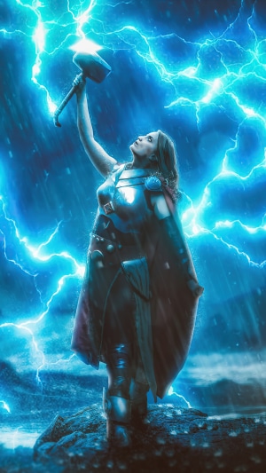 Thor from Marvel Cosplay with Lightning