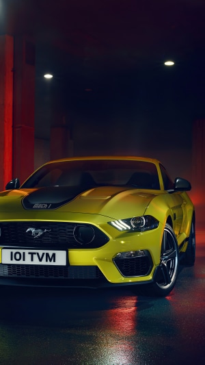 Yellow Ford Mustang Mach 1 4K
