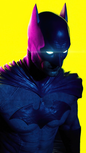 Batman artwork with yellow background