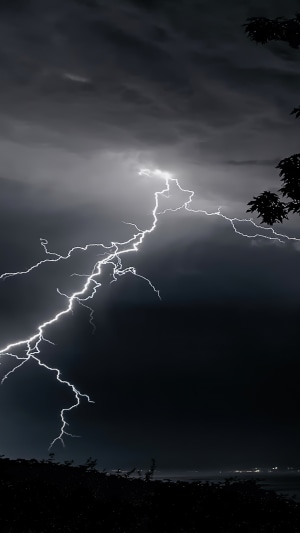 Lightning strike in a dark sky 4K