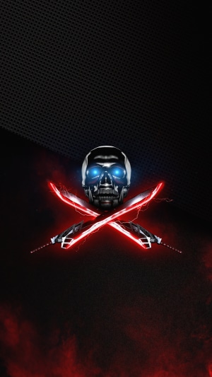 Digital art of a skull with swords 4K
