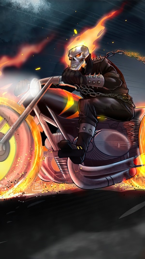 Ghost Rider on a motorcycle