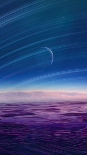 Digital art of a planet with rings and a moon
