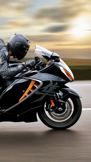 Suzuki Hayabusa motorcycle with rider