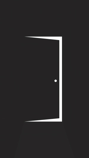 Minimalist door outline on dark background