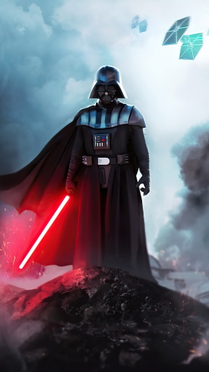Darth Vader from Star Wars with red lightsaber