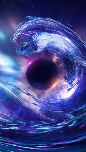 Abstract digital art of a black hole with swirling energy
