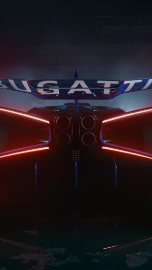 Bugatti Bolide rear view with red lights